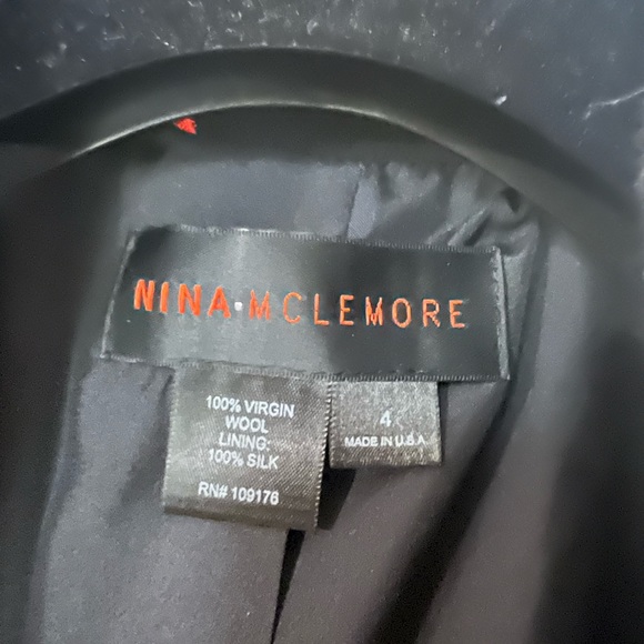 Nina McLemore Jacket Black WOOL CREPE KYOTO jacket size 4 point collar pockets - Picture 11 of 11